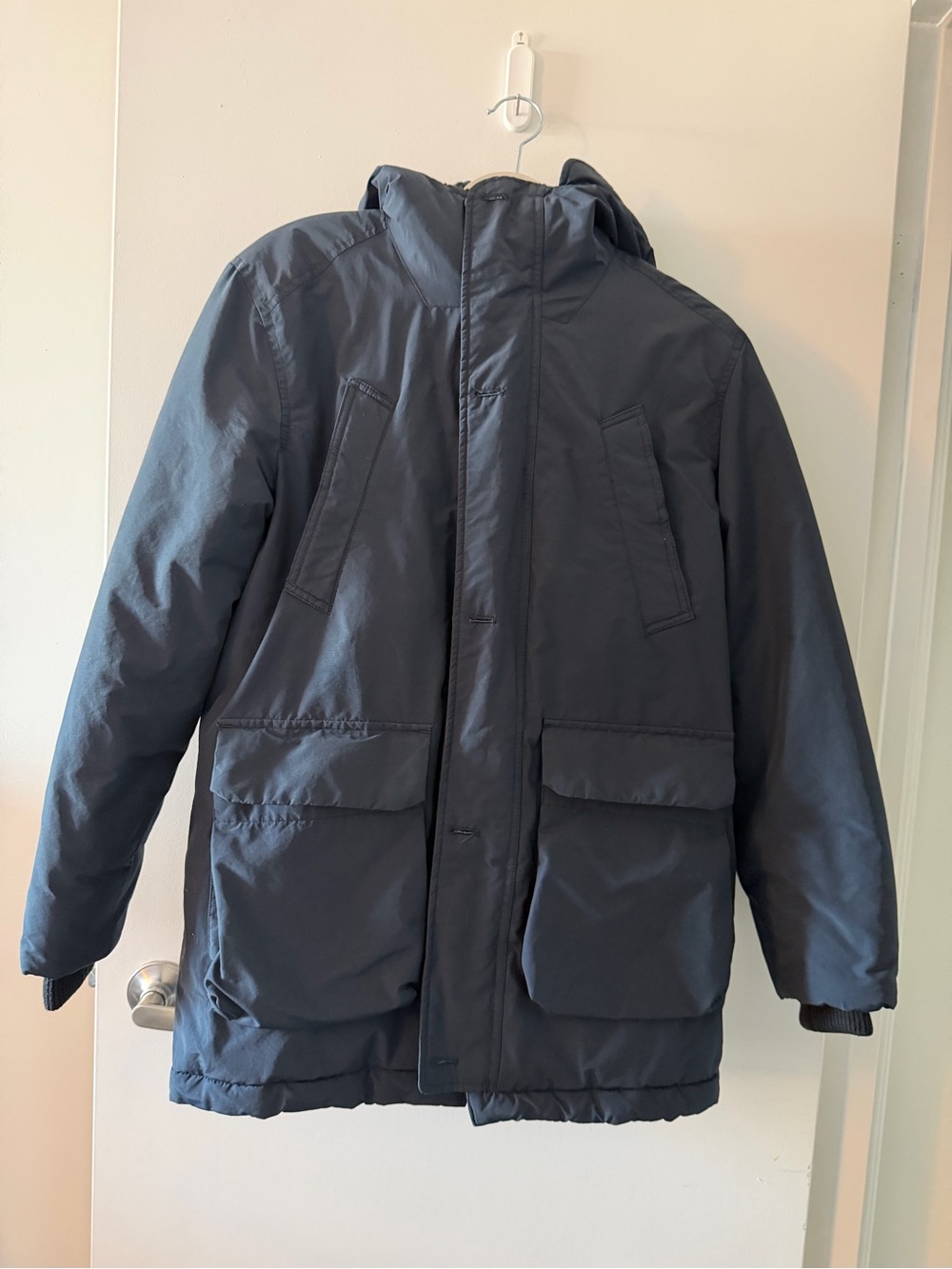 Men's Hooded Puffer Jacket in Dark Blue